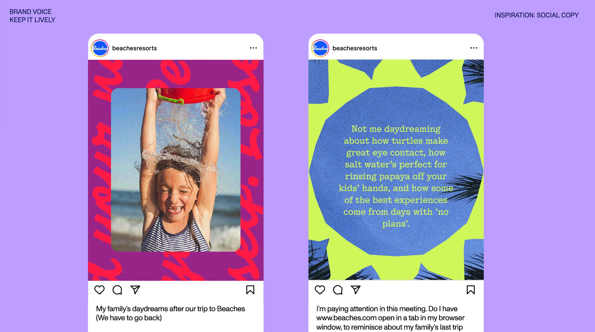 Sandals social content in the new brand voice